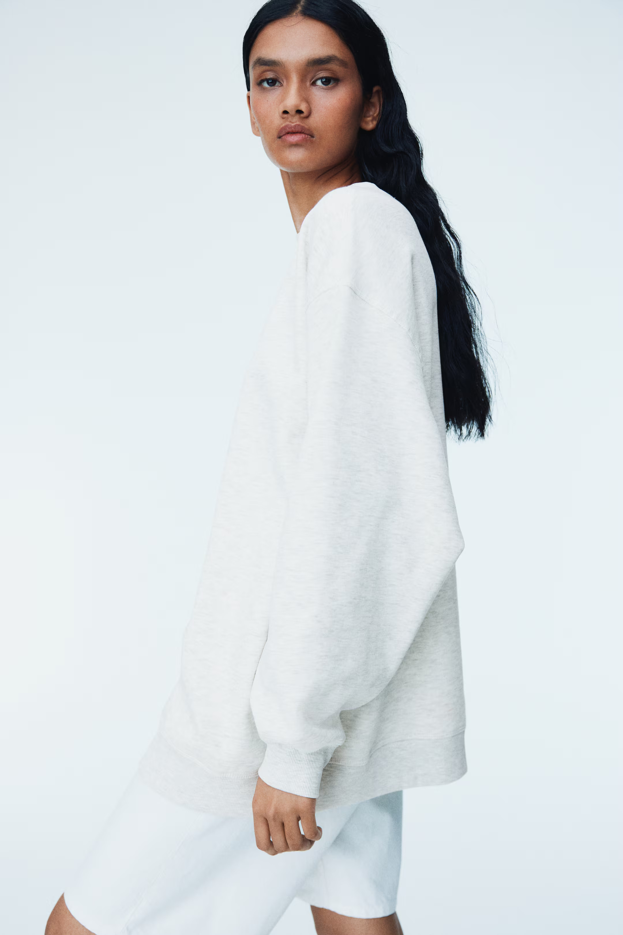 Oversized Sweatshirt - Light gray melange - Ladies | H&M US | H&M (US + CA)