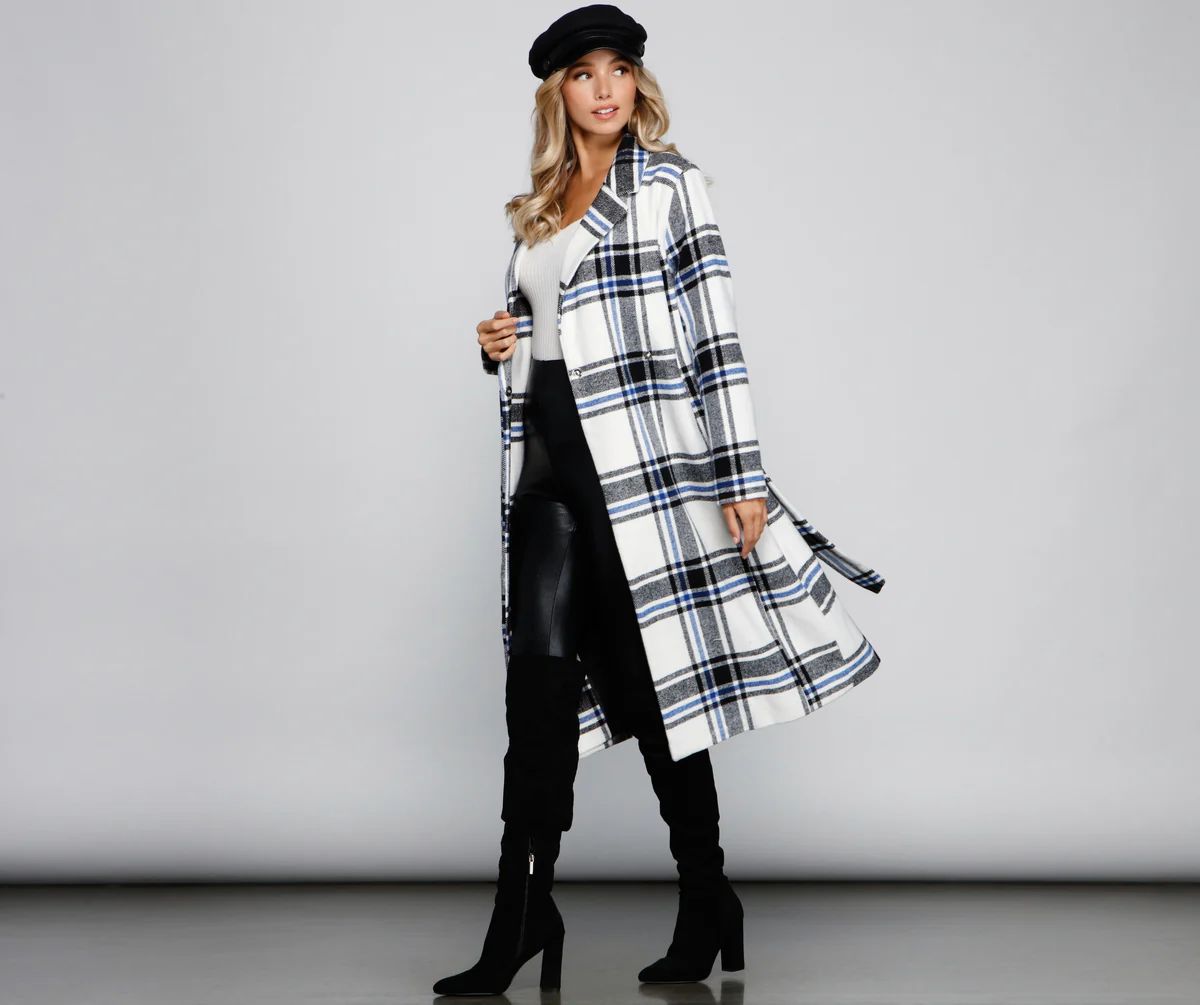 Polished In Plaid Belted Trench Coat | Windsor Stores