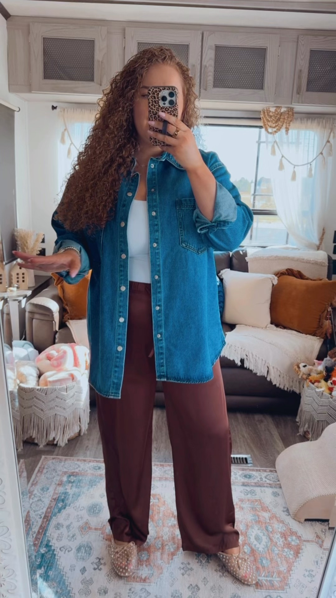 This one feels a little more elevated but still so easy to wear ✨ The mix of textures just makes it definitely one of those outfits that looks put together with minimal effort 🤎 spring outfit | elevated casual outfit | chic everyday outfit | amazon fashion | amazon outfit | oversized denim shirt | denim button down outfit | white tank outfit | basic tank outfit | brown satin pants | silky pants outfit | wide leg pants outfit | neutral outfit | earthy tones outfit | minimal style | effortless style | classy casual | comfy chic | work to weekend outfit | dinner outfit | travel outfit | capsule wardrobe | neutral mules | rhinestone mules | statement shoes | easy outfit idea | mom outfit | everyday essentials | affordable fashion | amazon finds


#LTKdayinmylife #LTKMidsize #LTKootd