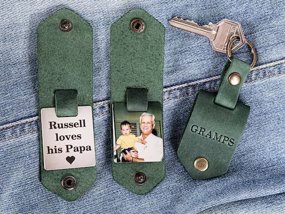 Papa Gifts Grandpa Photo Keychain Leather Keychain for - Etsy | Etsy (US)