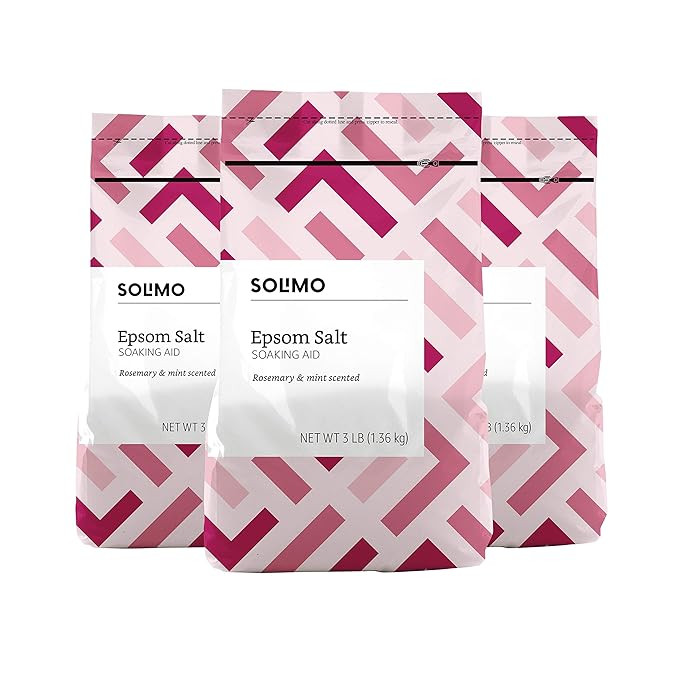 Amazon Brand - Solimo Epsom Salt Soaking Aid, Rosemary Mint Scent, 3 Pound (Pack of 3) | Amazon (US)