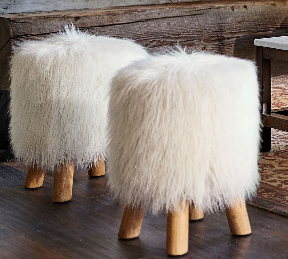 Mongolian Faux Fur Stool | Pottery Barn (US)