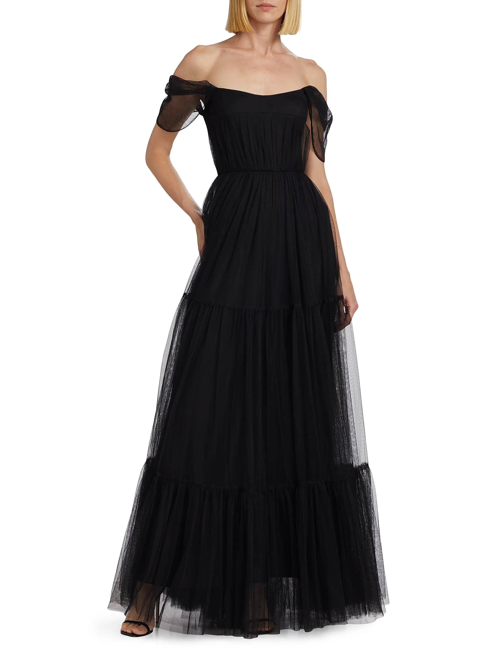 Ginny Tulle Off-the-Shoulder A-Line Gown | Saks Fifth Avenue