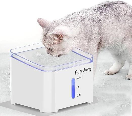 furrybaby Cat Drinking Water Fountain, LED Automatic Pet Water Dispenser with Water Level Window ... | Amazon (US)