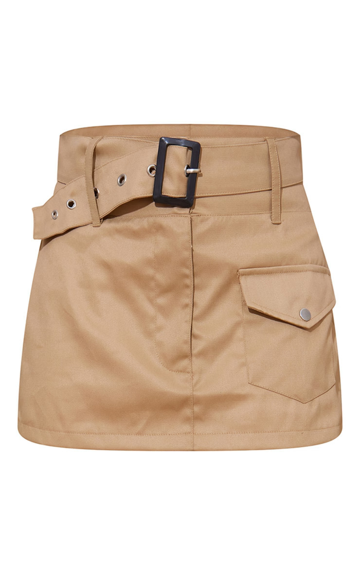 Stone Twill Pocket Front Cargo Skirt | PrettyLittleThing US