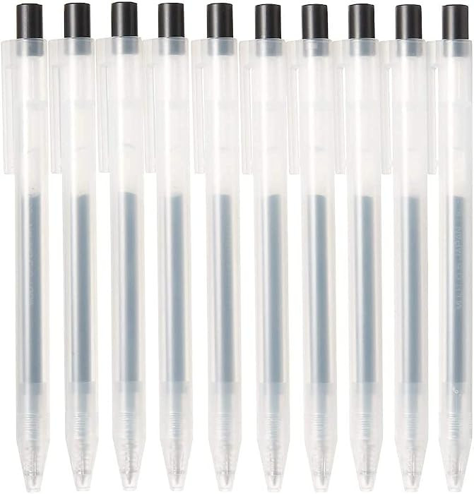 Muji Smooth Gel Ink Ballpoint Pen Knock Type 10-Pieces Set, 0.5 mm Nib Size, Black | Amazon (US)