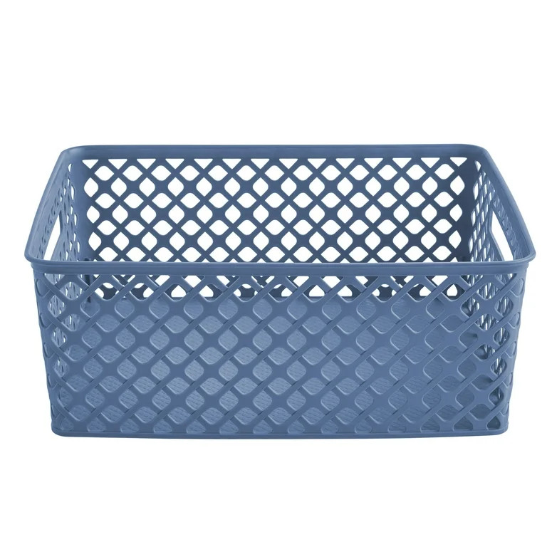 Mainstays Medium Blue Decorative Storage Basket | Walmart (US)