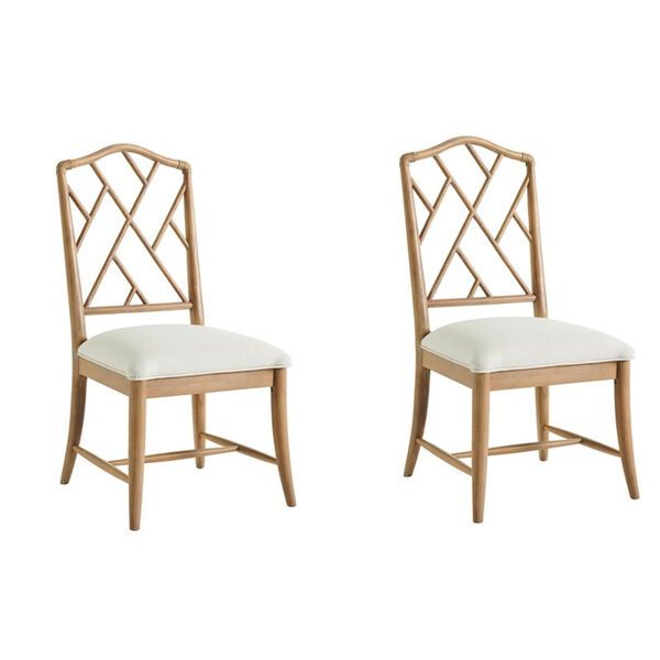 Chippendale Natural Oak and White Side Chair, Set of 2 | Bellacor