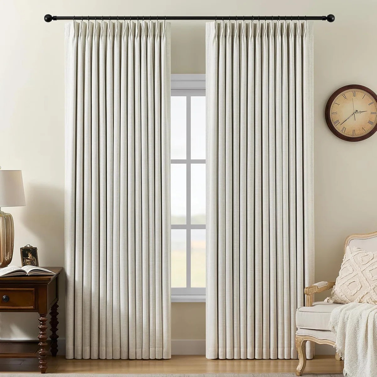 YZ Home Linen Pinch Pleated 100% Blackout Curtains for Bedroom and Living Room Darkening Thermal ... | Wayfair North America
