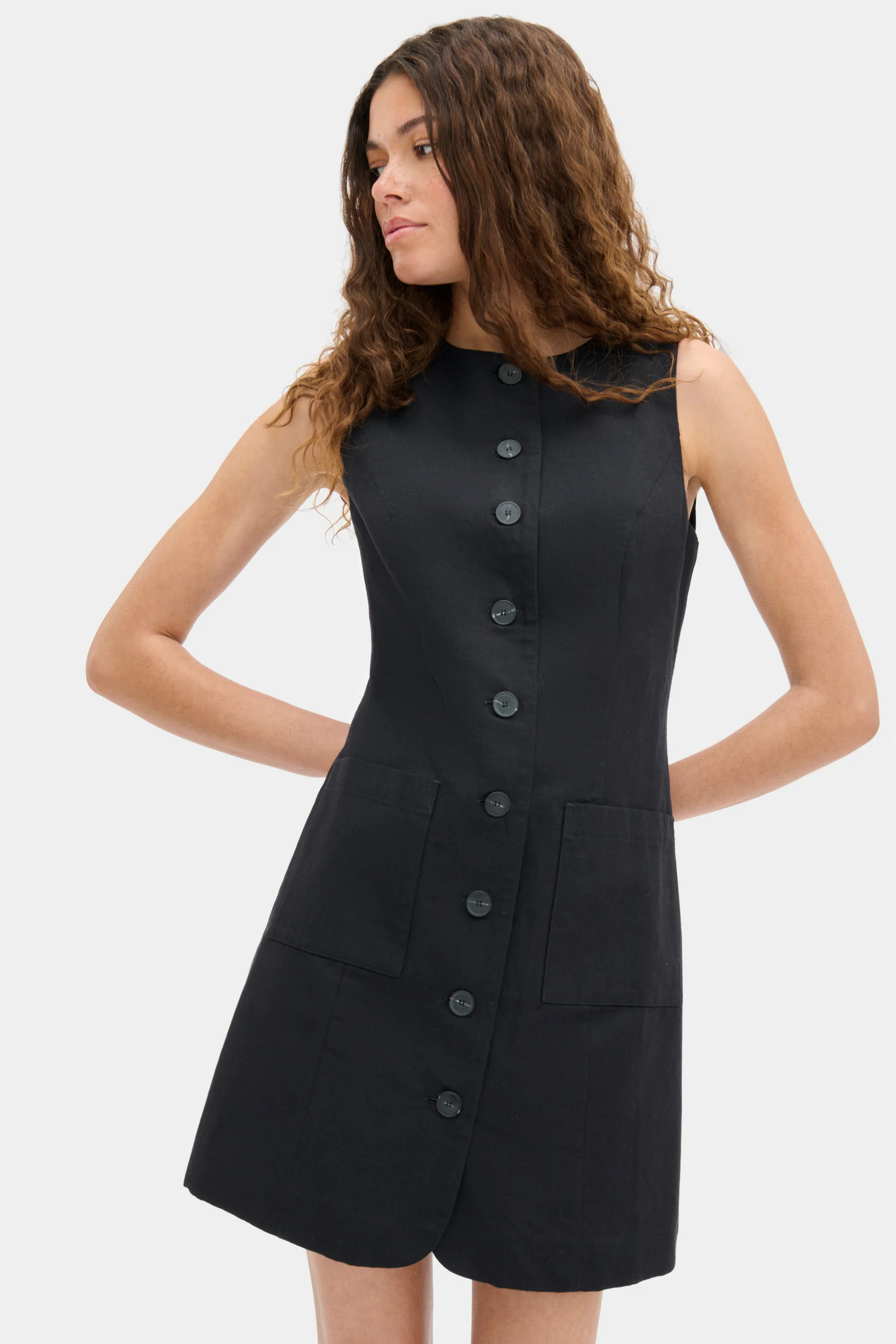 ALIGNE Linen Mini Dress - Black | Leah | ALIGNE UK & EU
