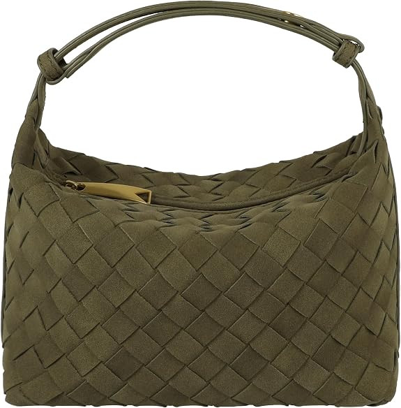 Suede Purse Bag for Women Vintage Woven Hobo Handbag Small Shoulder Bag | with Adjustable Strap | Amazon (US)