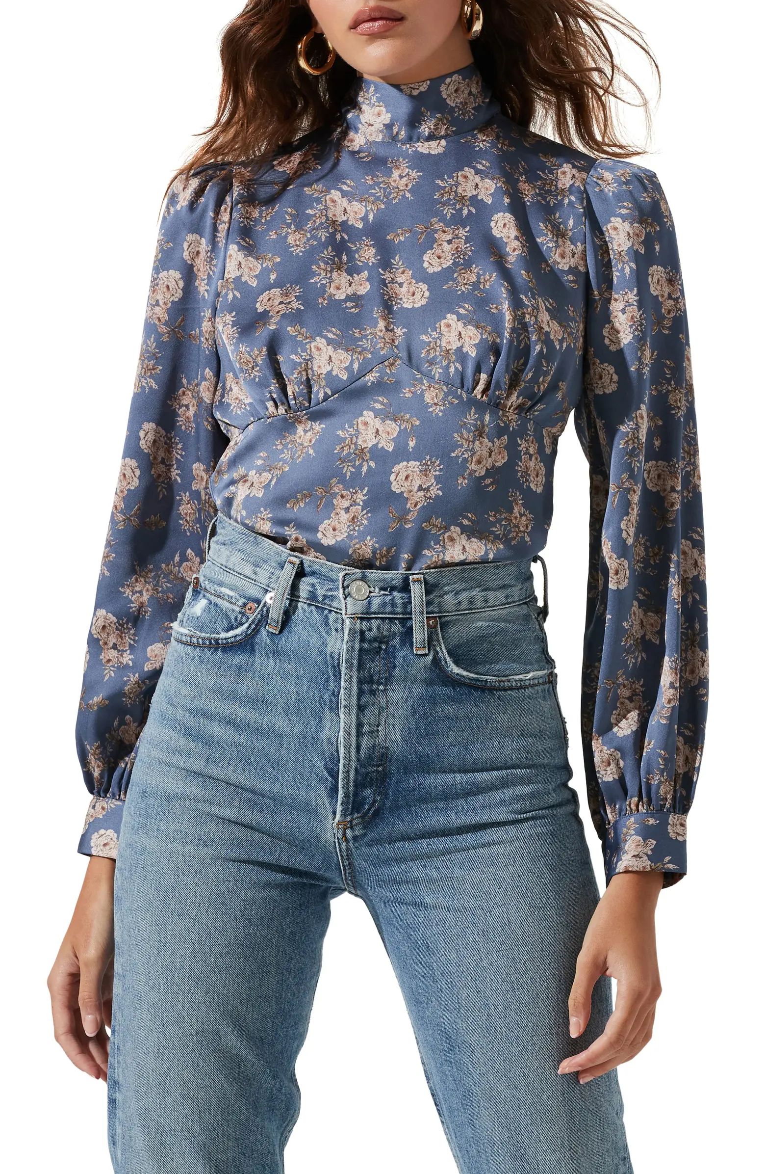 ASTR the Label Floral Print Satin Blouse | Nordstrom | Nordstrom