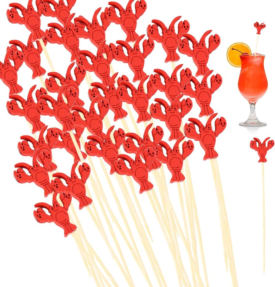100pcs Cocktail Toothpicks for Drinks 4.7 Inch Natural Bamboo Lobster Picks and Mini Skewers Deco... | Amazon (US)