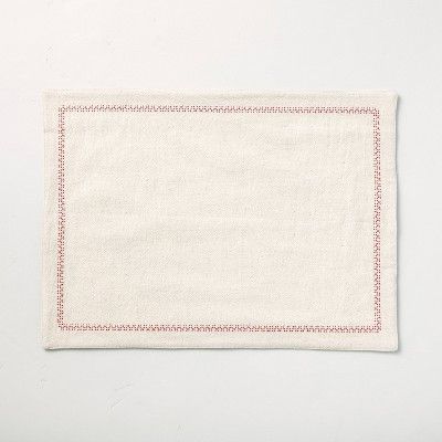 Simple Border Stitch Placemat Natural/Red - Hearth &#38; Hand&#8482; with Magnolia | Target
