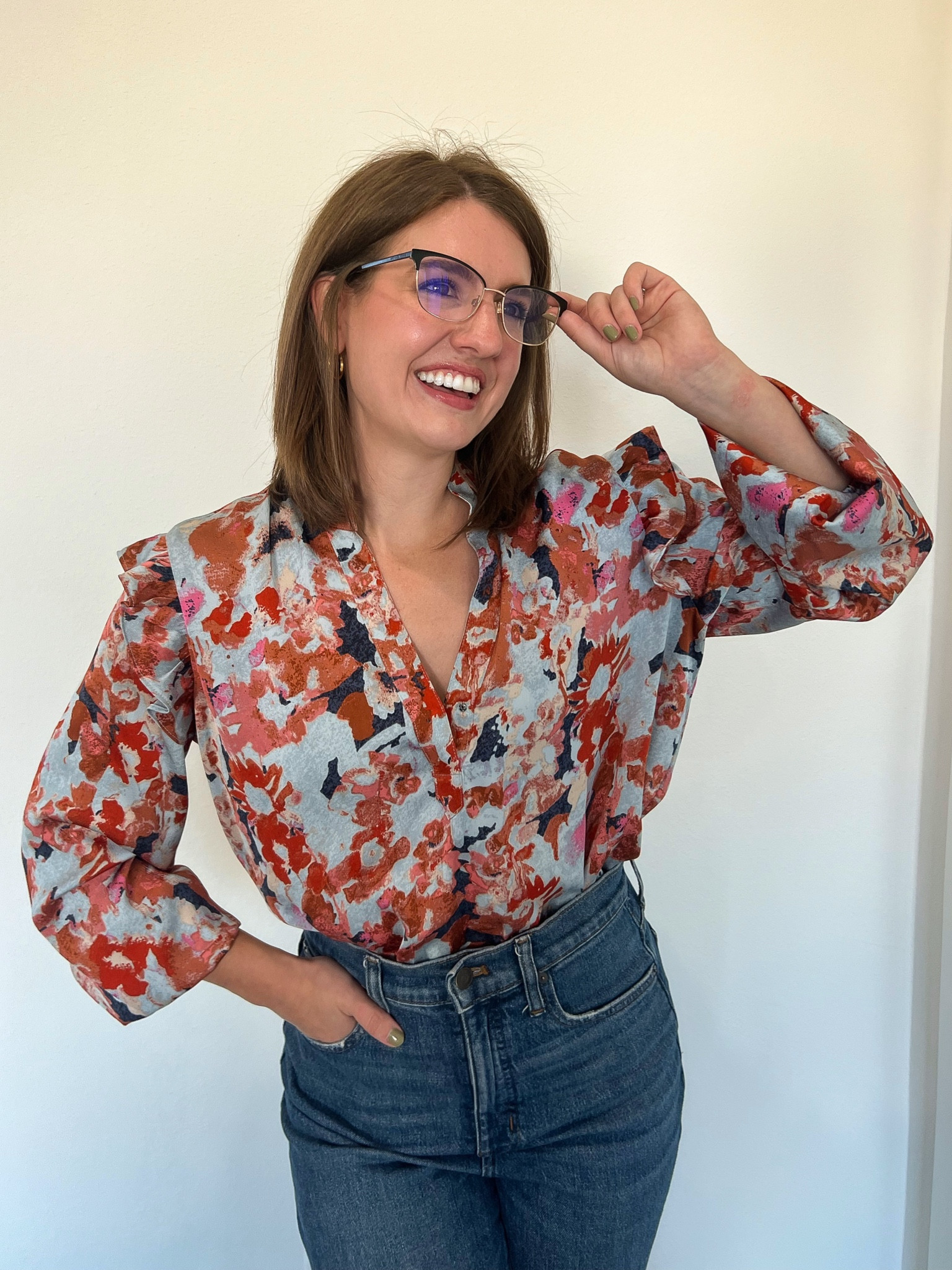 Sale alert!! 🚨 This gorgeous blouse was just marked down to 40% off! This print is beautiful, and it is extremely versatile. I style it with trousers at work, as well as with jeans on the weekend! I’m wearing a medium here. 

#LTKsalealert #LTKworkwear #LTKfindsunder100