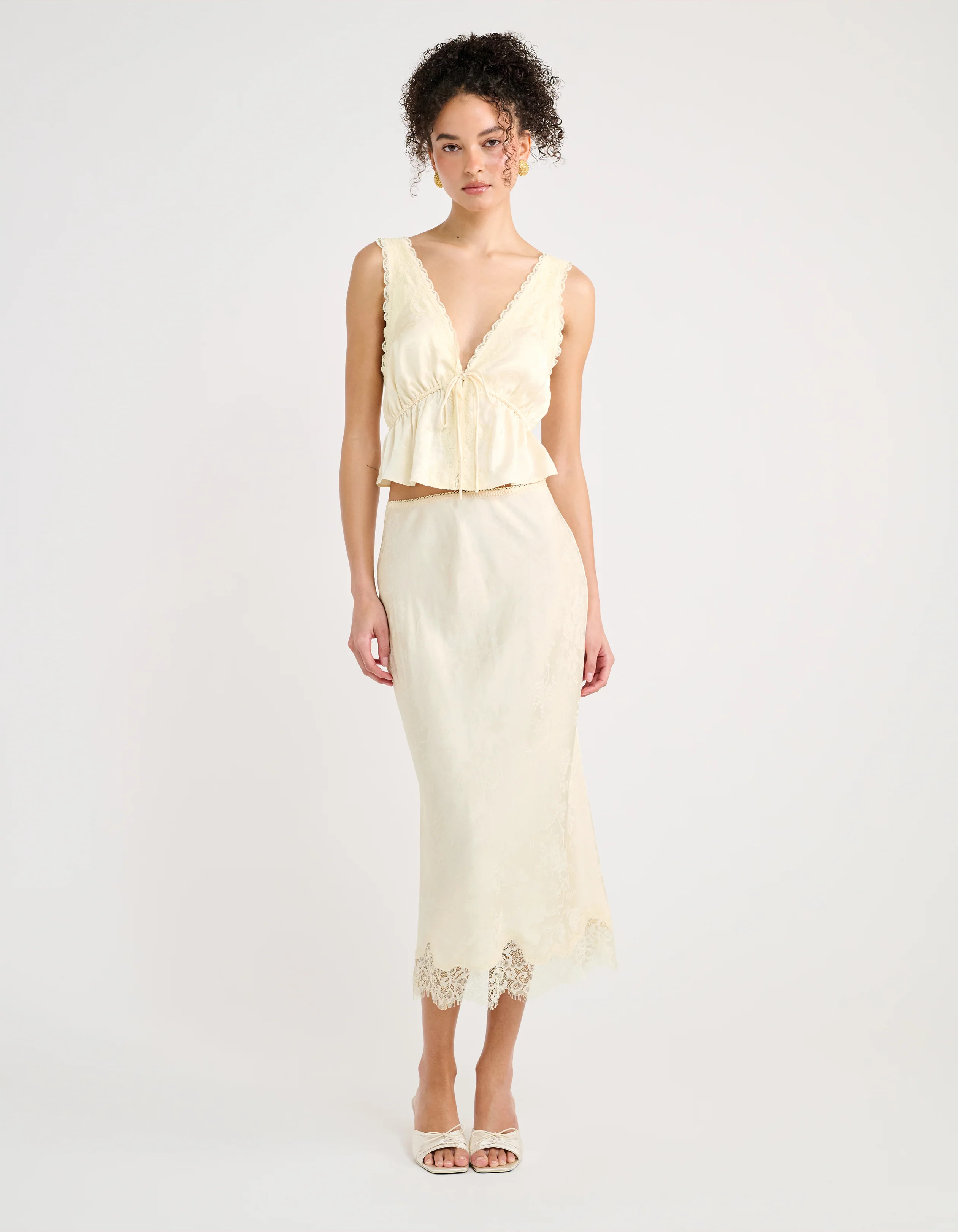 Lady Lace Midi Skirt | Ivory Jacquard | Rumored