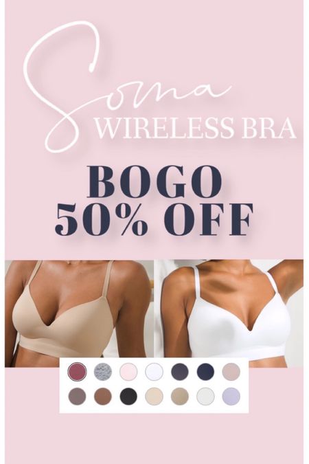BOGO 50% OFF - soma enbliss wireless bra - the ONLY bra I like to wear. So comfortable, soft, & supportive!

#LTKfindsunder50 #LTKsalealert #LTKstyletip