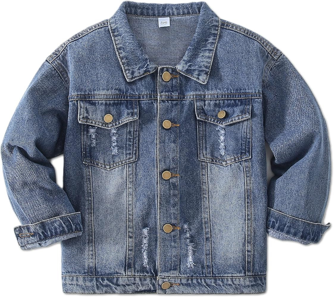 Kids Girls Oversize Basic Denim Jackets Loose Classic Coats Jeans Tops Children Boys Casual Outerwea | Amazon (US)