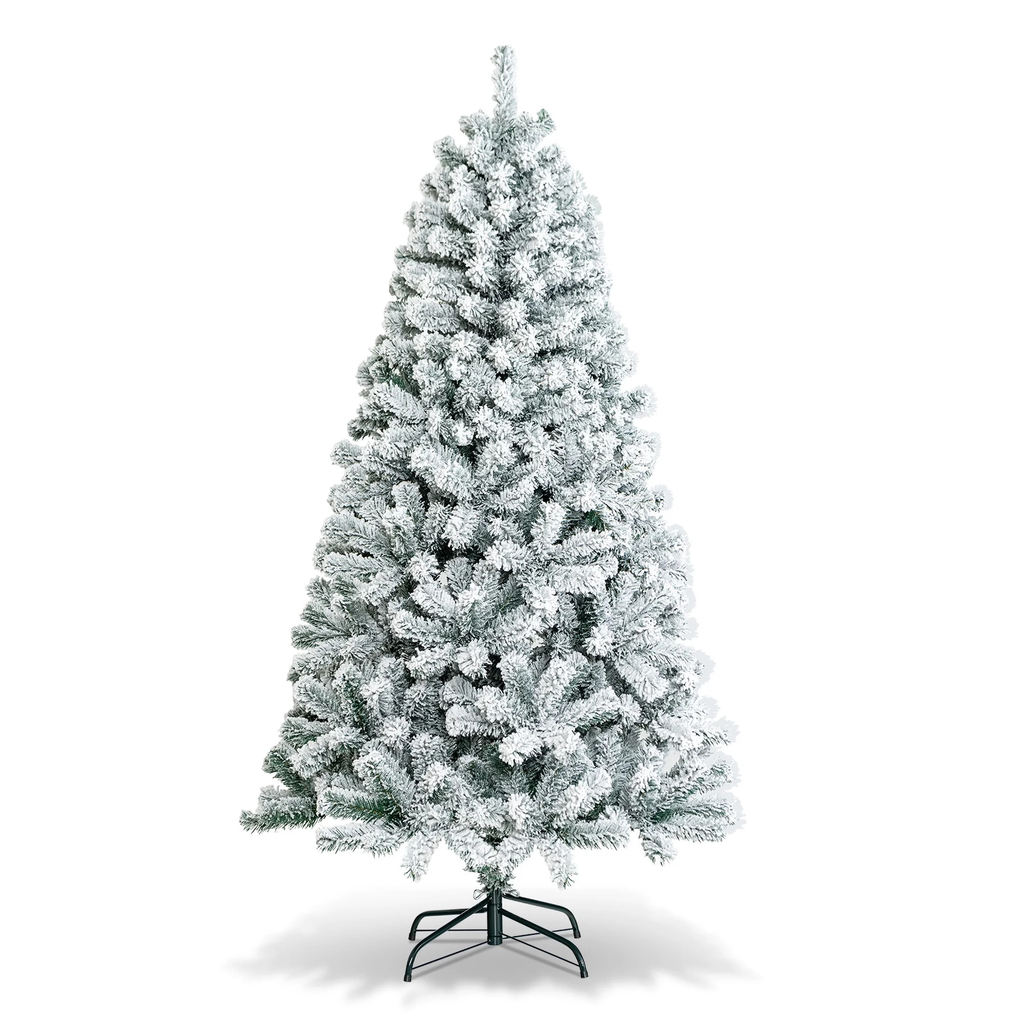 Costway CM22067 6 ft. Unlit Premium Snow Flocked Hinged Artificial Christmas Tree | Walmart (US)