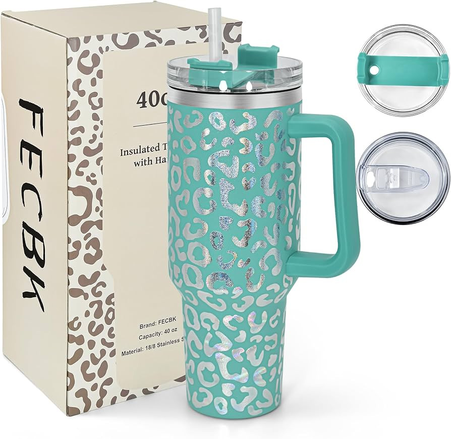 40 oz Tumbler with Handle and Straw, 100% Leak-Proof Travel Mug, Stainless Steel Double Wall Vacu... | Amazon (US)