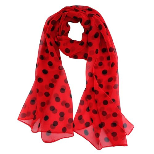 Hftjtsa Red and Black Polka Dot 50s Chiffon Scarf Sheer Square Ribbon Neck Head Scarf for Women Fashion Headwrap Tie Scarves (Polka Dot-red Black) | Amazon (US)