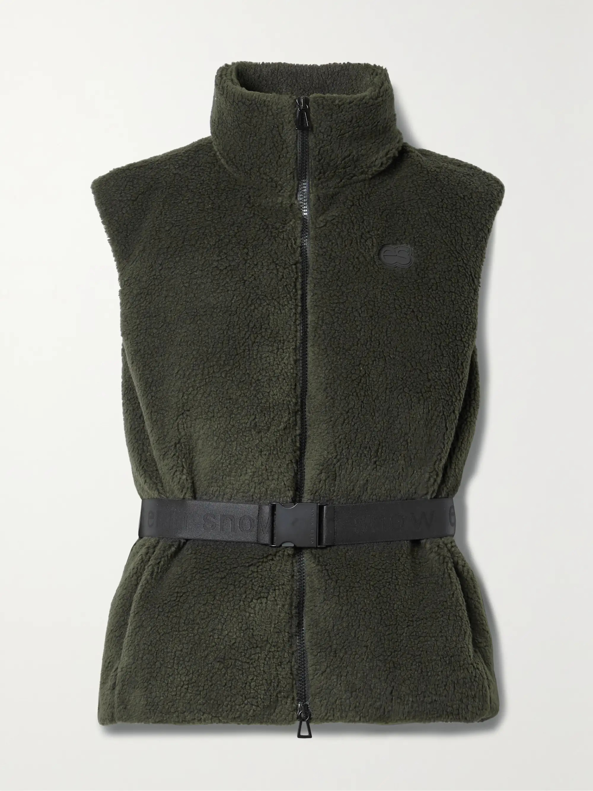 Army green + NET SUSTAIN Nix belted recycled-fleece vest | ERIN SNOW | NET-A-PORTER | NET-A-PORTER (US)