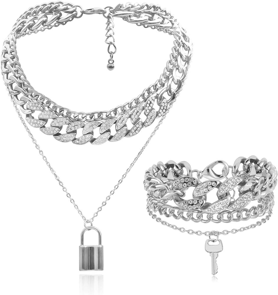 COLORFUL BLING Hip Hop Punk Women Set Necklace      
 Metal  

 alloy | Amazon (US)