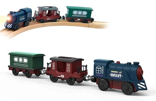 Battery Operated Train for Wooden Track, 3Pcs Motorized Train Toy for 3 4 5+Years Old Boy Girl To... | Amazon (US)