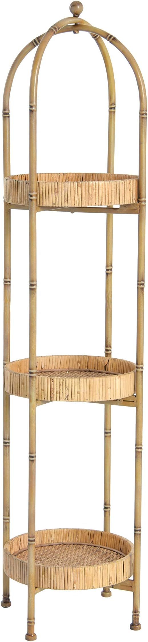 Creative Co-Op Bamboo Style Metal Rattan Trays Standing Shelf, Natural | Amazon (US)