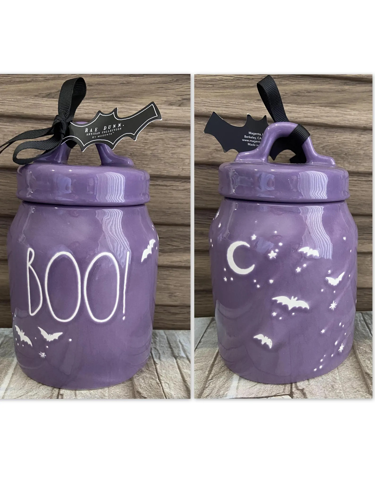 2024 Rae Dunn 1 Purple Halloween Boo Spooky 6.5 In. Air Tight Canister 24 Oz Jar Bats Dishwasher ... | Etsy (US)
