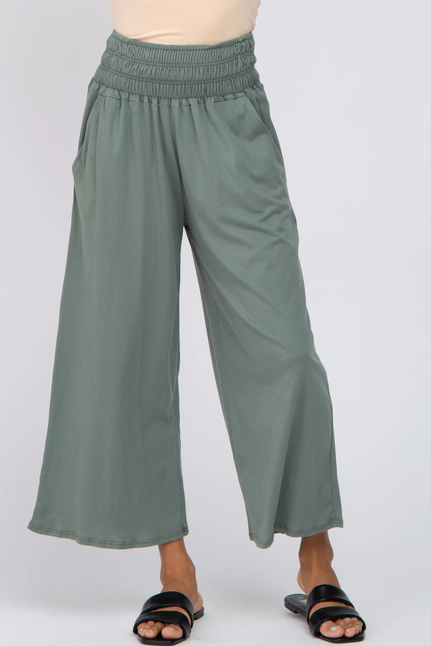 Sage Smocked Waist Cropped Pant | PinkBlush Maternity