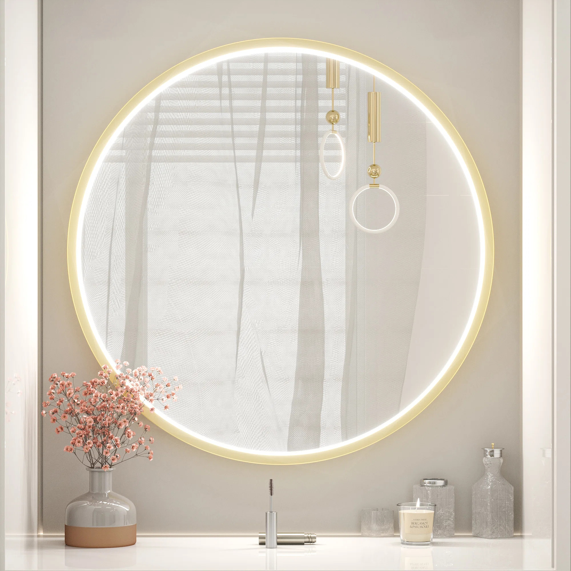 Fantina Round 3 Color Adjustable LED Metal Framed Wall Mirror with Anti-fog | Wayfair North America