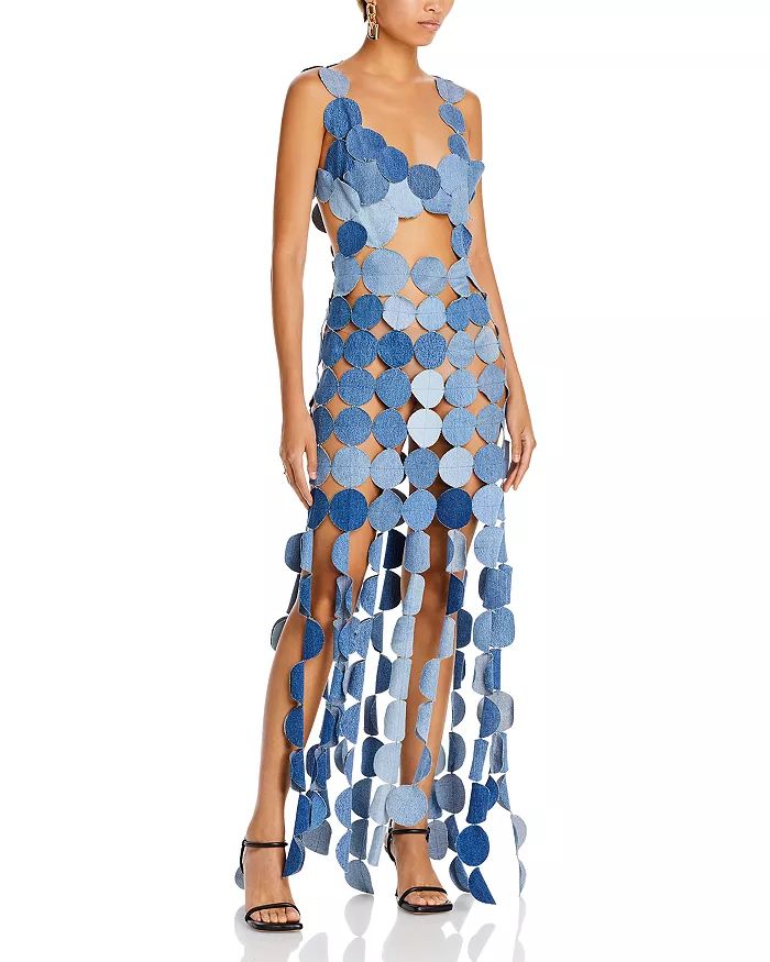 Denim Appliqué Fringe Maxi Dress | Bloomingdale's (US)