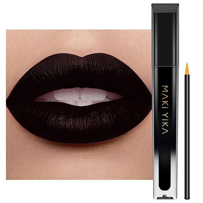 MAKI YIKA Black Lipstick, Matte Black Liquid Lipstick Long Lasting With Brush, Black Lip Stain Cr... | Amazon (US)