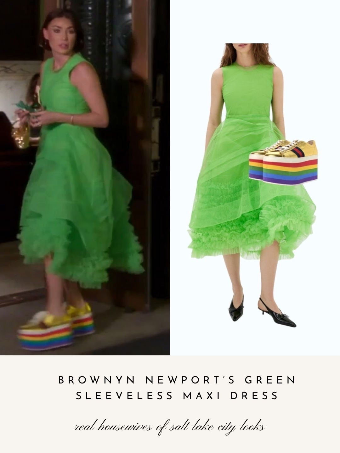 Bronwyn Newport’s Green Sleeveless Dress