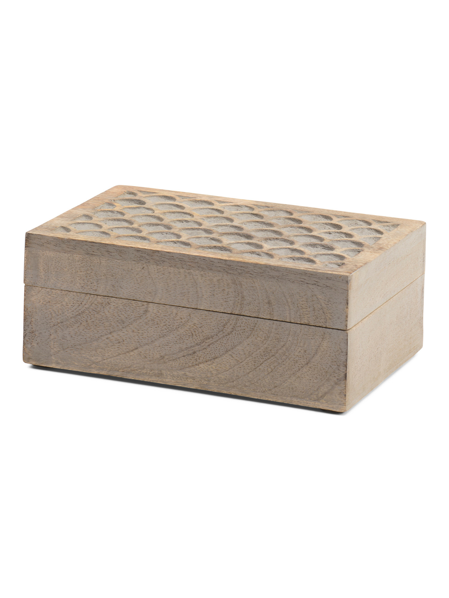 9in Carved Scallop Mango Wood Box | TJ Maxx