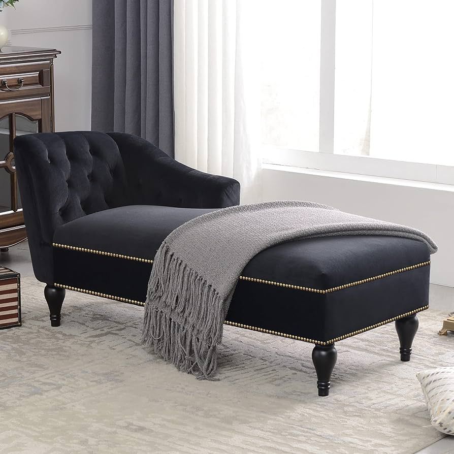 ManyStars Indoor, 58" Velvet Chaise, Button Tufted Right Arm Facing Chair with Nailhead Trim & So... | Amazon (US)