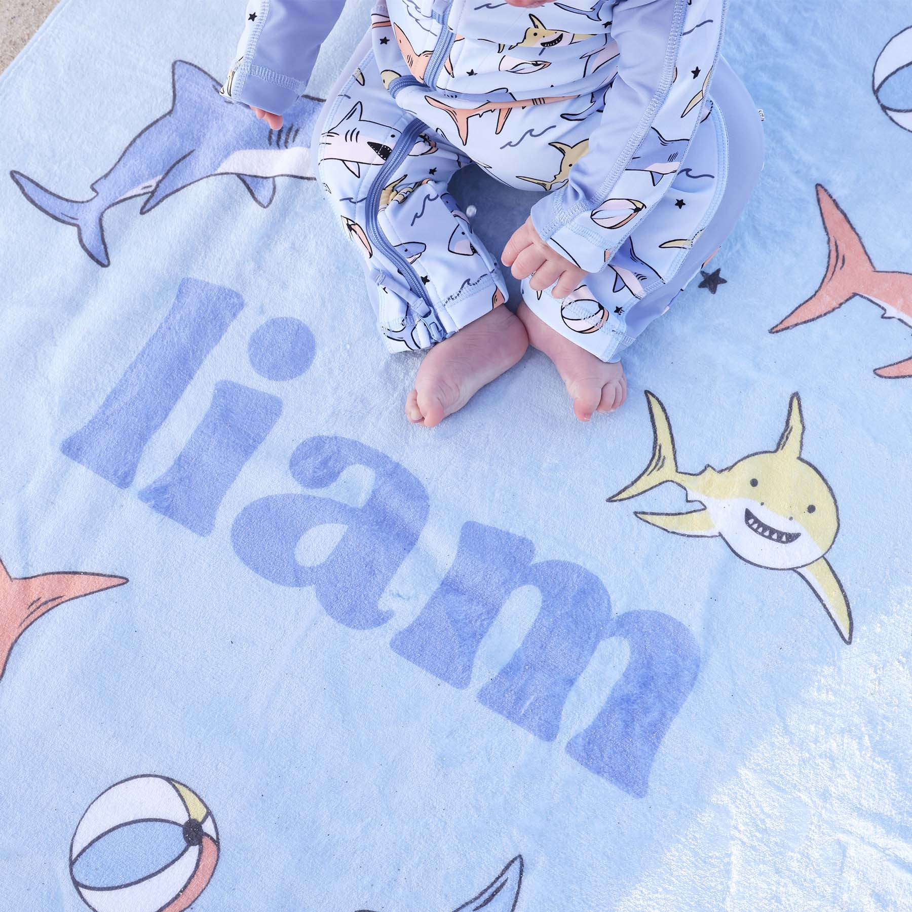 Shark Bait Personalized Kids Beach Towel | Caden Lane