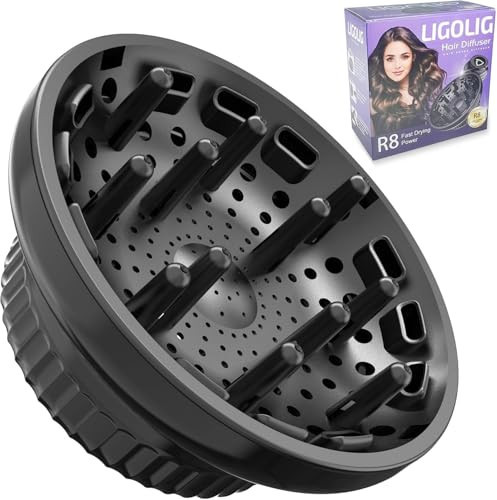 LIGOLIG Hair Difuser Attachment Universal Diffuser Hair Dryer for 1.4-inch to 2.4- inch Blow Dryer, Hair Diffuser for Curly Hair and Natural Wavy Hair (Black) | Amazon (US)