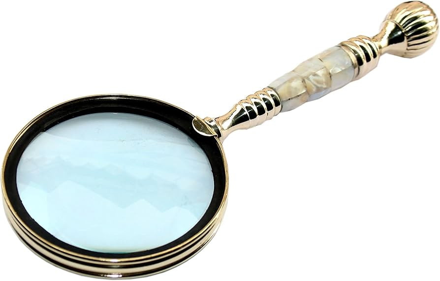 Vintage Style Brass & Mother of Pearl Magnifying Glass Magnifier | Amazon (US)