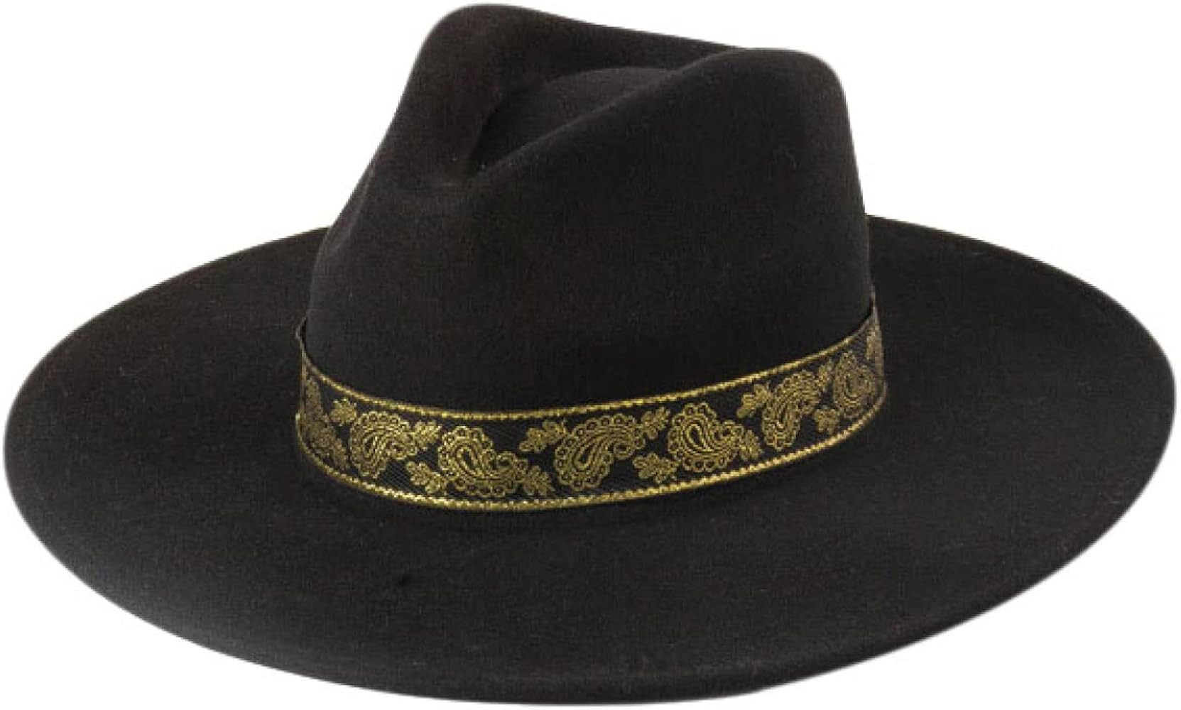 Hat Men's Wide Brim Floppy Hats Embroidered Ribbon Wool Felt Fedoras Hat Casual Classic Felt Jazz... | Amazon (US)