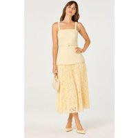 ASTR the Label | Caitlin Mixed Media Tweed Maxi Dress in Yellow | Size S | ASTR The Label (US)