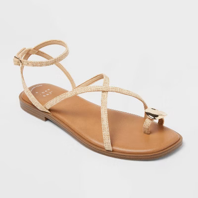 Women’s Winnie Sandals with Memory Foam Insole - A New Day™ Tan 9.5 | Target