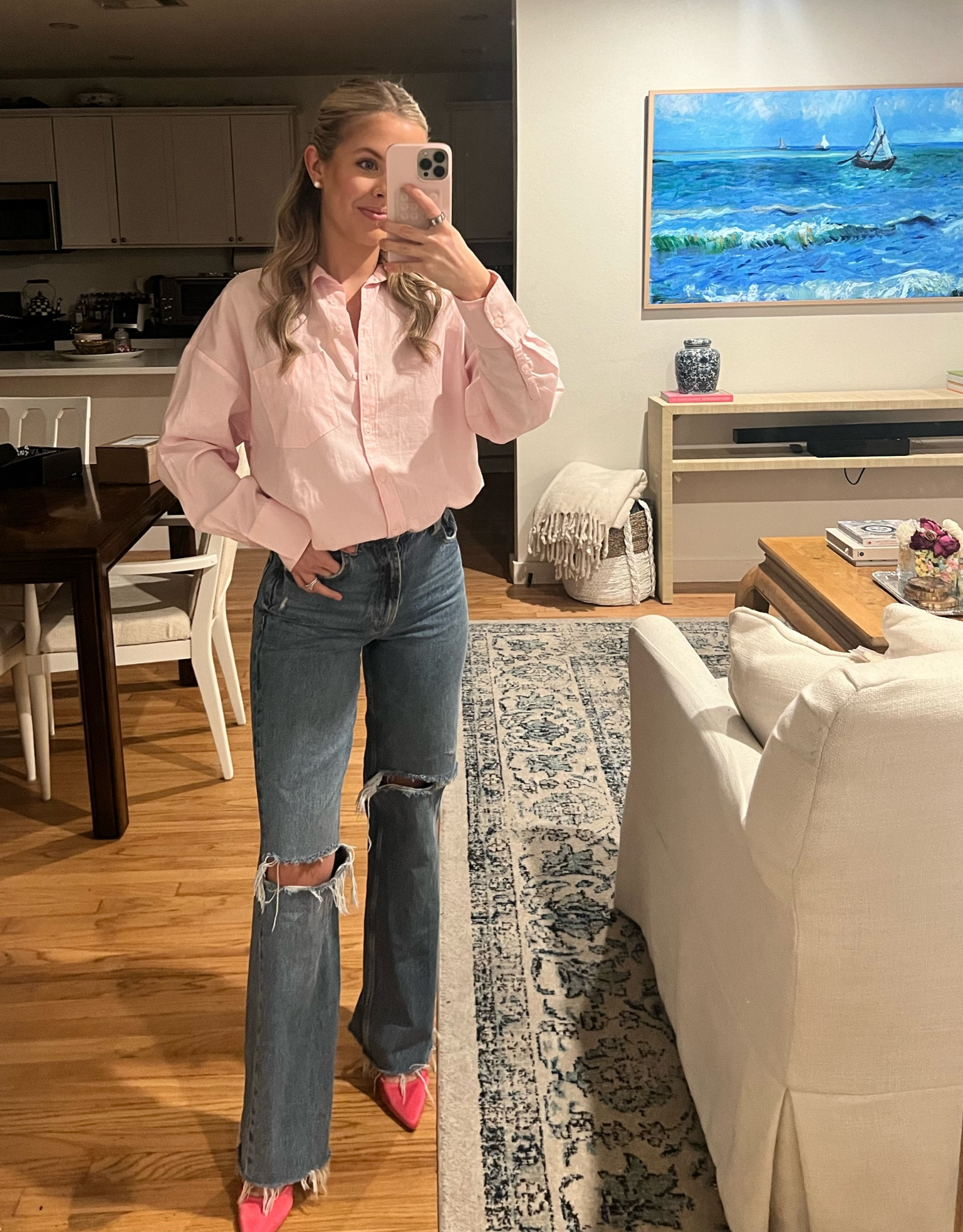 Casual, Valentine’s Day outfit for a Galentine’s party! Love this pink button down - could style many different ways. 


#LTKstyletip #LTKSeasonal #LTKfindsunder100