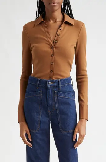 Scottie Mixed Media Stretch Cotton Button-Up Shirt | Nordstrom