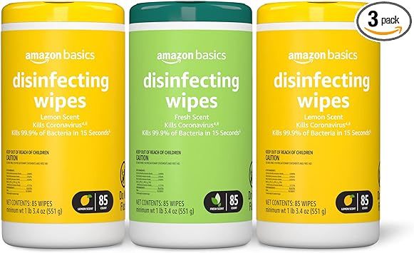 Amazon Basics Disinfecting Wipes, Lemon & Fresh Scent, Sanitizes, Cleans, Disinfects & Deodorizes... | Amazon (US)