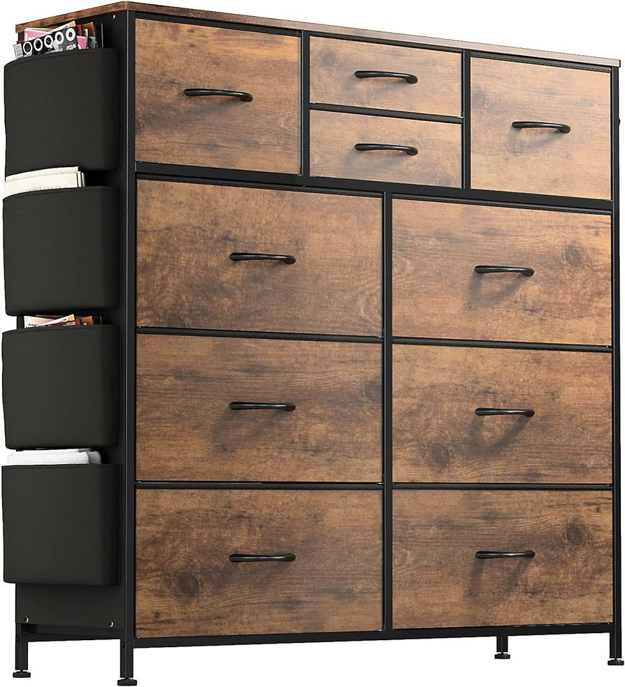 Lulive 10 Drawer Dresser, Chest of Drawers for Bedroom with Side Pockets and Hooks , Sturdy Steel... | Amazon (US)