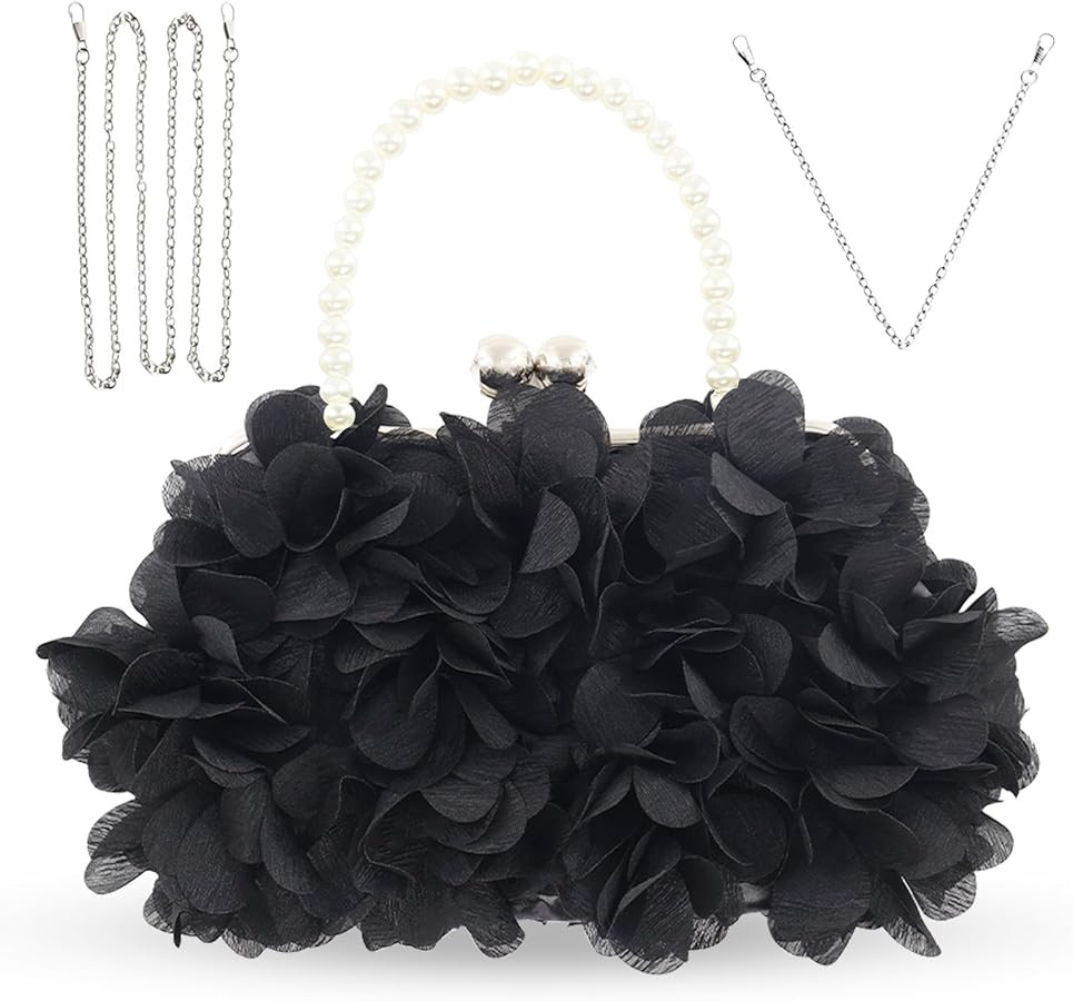 Women Elegant Evening Purse, Small Floral Clutch Bag with Detachable Chain for Wedding, Party, Pr... | Amazon (US)