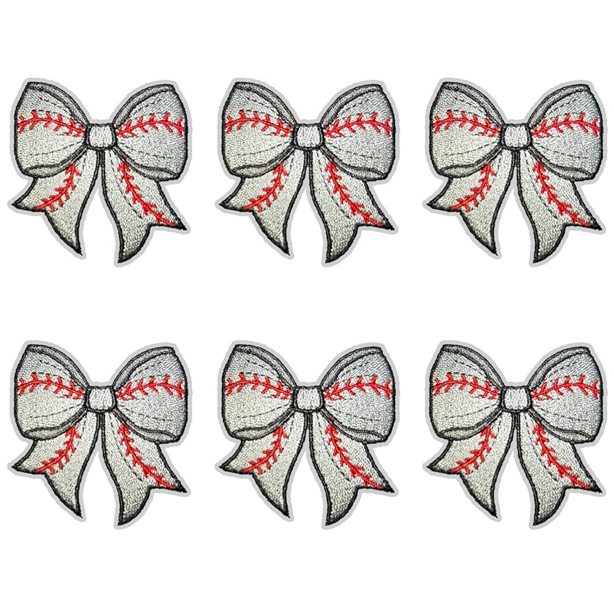6Pcs Baseball Iron On Patches, Bow Patches, Sports Style Embroidered Patches, Baseball Bow Iron o... | Amazon (US)