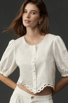 ASTR The Label Joellyn Half-Sleeve Buttondown Top | Anthropologie (US)